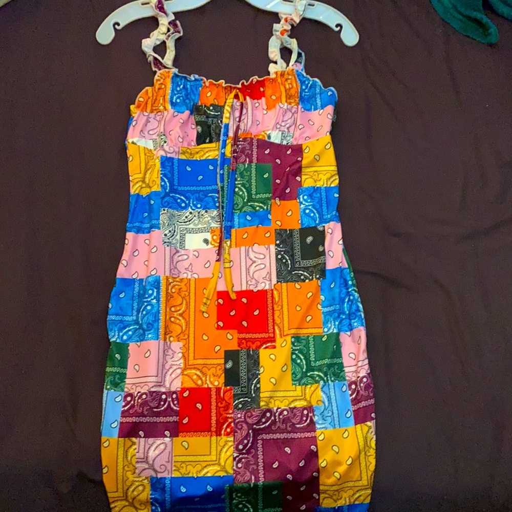 A multi colored bandana dress